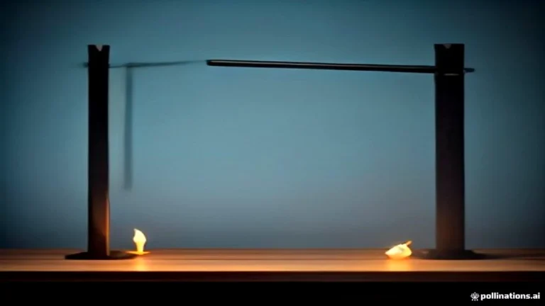 Goma elástica tensada entre dos ganchos metálicos bajo luz azul fría y ámbar, símbolo de tensión en el vínculo